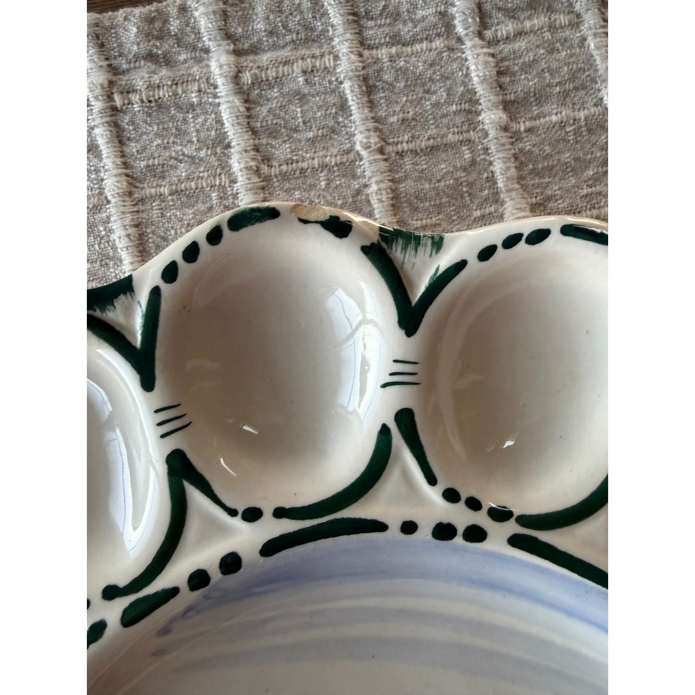 Vintage Deviled Egg Ceramic Plate Platter Rooster Hand Painted Italy 12" - Picture 2 of 4